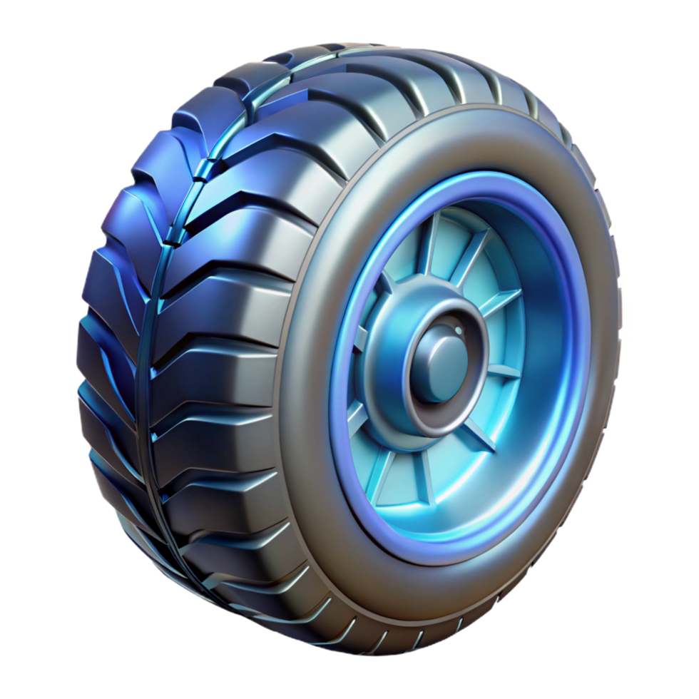 vibrant nostalgic mid-century Futuristic vehicle tire with magnetic levitation technology. NO BACKGROUND with Transparent Background. handcrafted png
