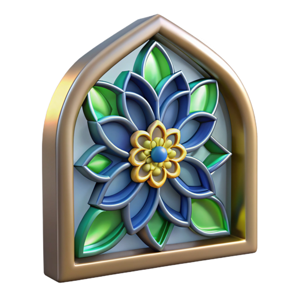 unparalleled bohemian Stained glass window fragment, floral pattern, NO BACKGROUND with Transparent Background. genuine png