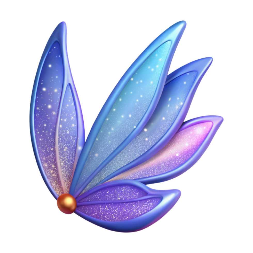 fascinating classic A stylized fairy wing, with glittering dust. NO BACKGROUND with Transparent Background. professional png