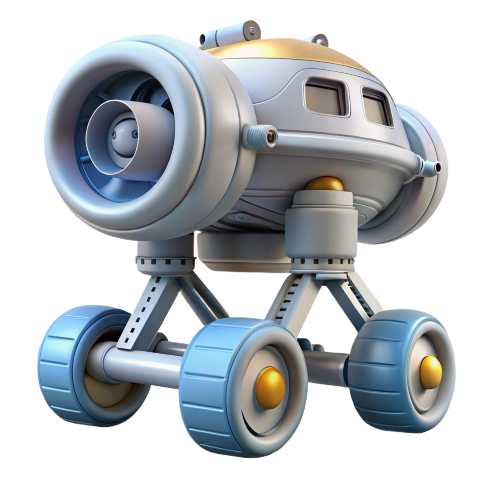 tranquil pristine Detailed model of a spaceship landing gear NO BACKGROUND with Transparent Background. high resolution png