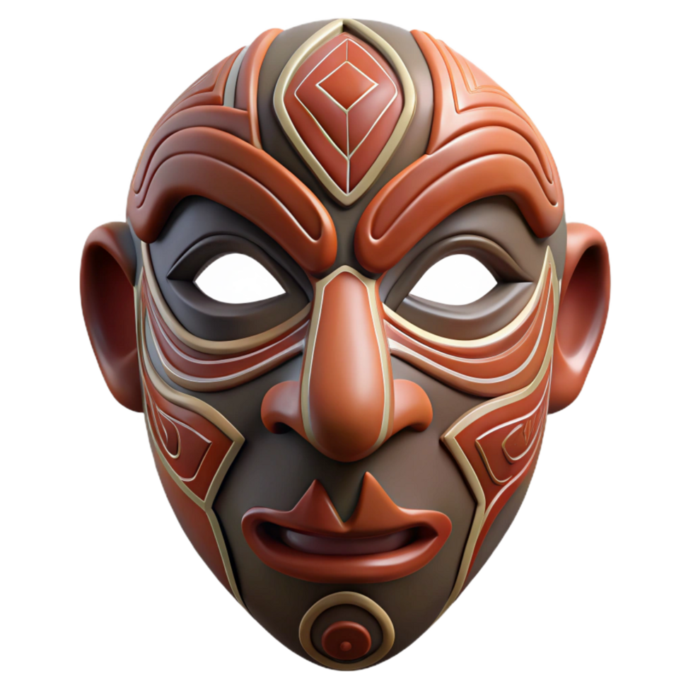 tranquil breathtaking A mysterious mask with intricate tribal markings. NO BACKGROUND with Transparent Background. 8K png