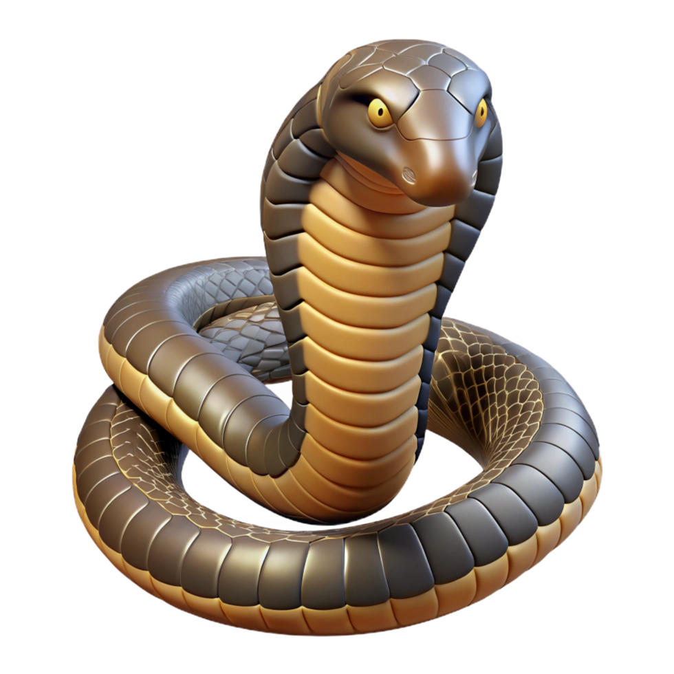 signature modern A coiled king cobra snake, NO BACKGROUND with Transparent Background. artisan png