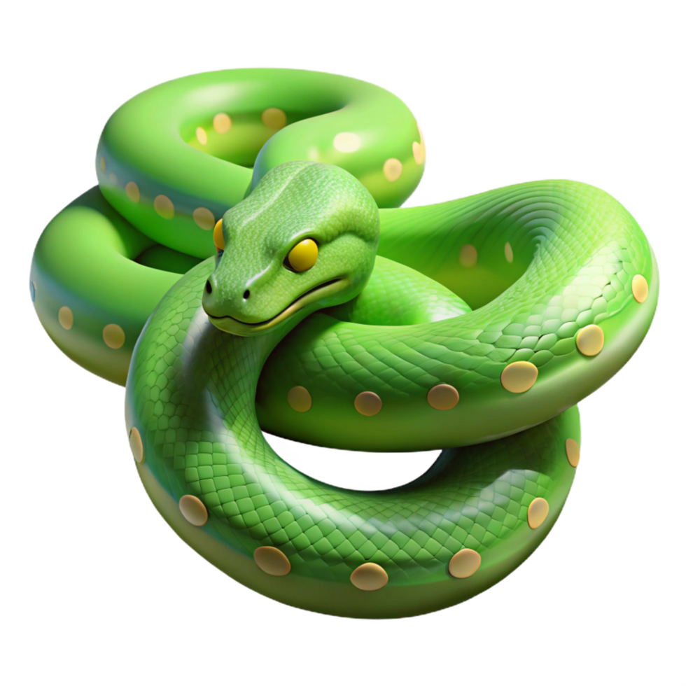 stunning peaceful coastal A slithering green tree python, NO BACKGROUND with Transparent Background. handcrafted png