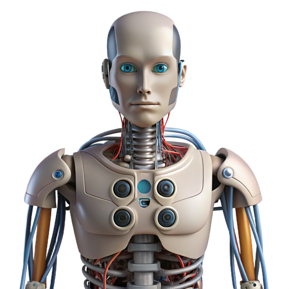 mesmerizing coveted Robot torso with exposed wires and mechanical components NO BACKGROUND with Transparent Background. png