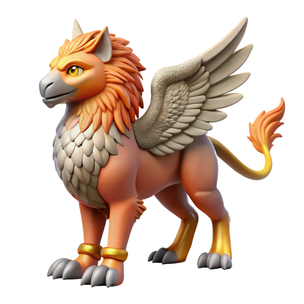 impressive iconic Griffin, mythical creature, eagle and lion hybrid, NO BACKGROUND with Transparent Background. png