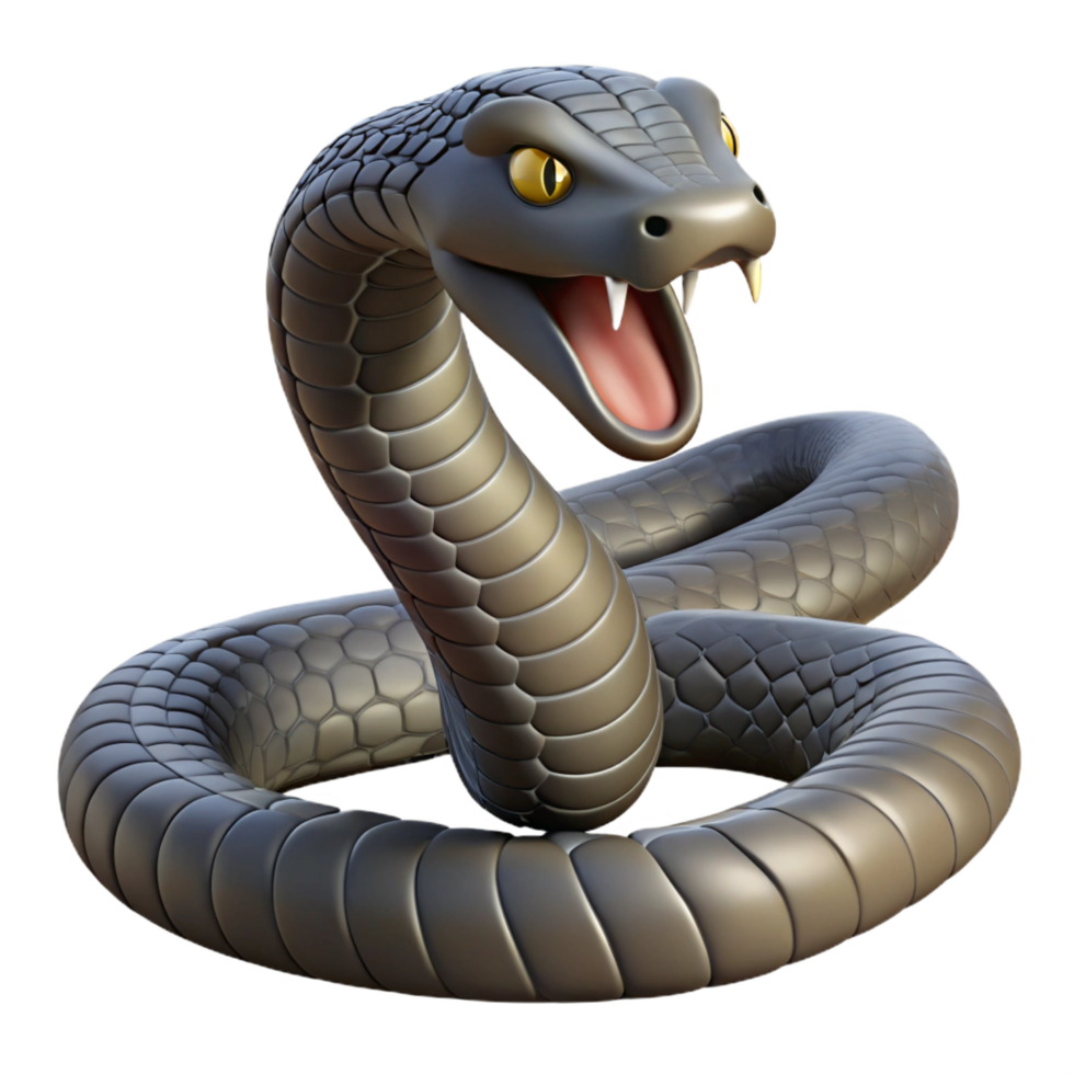 stunning romantic rustic A venomous cobra snake. NO BACKGROUND with Transparent Background. premium png