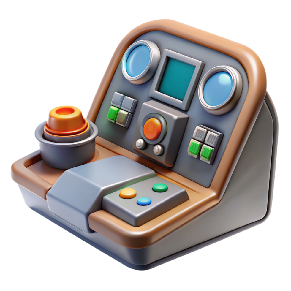 playful vibrant Detailed model of a spaceship cockpit control panel NO BACKGROUND with Transparent Background. expertly shot png