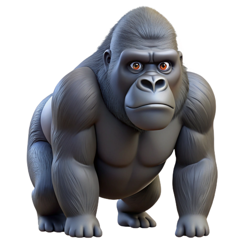 striking signature A realistic rendering of a gorilla NO BACKGROUND with Transparent Background. png