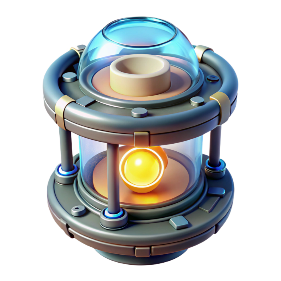 majestic melancholic artistic Artificial gravity generator with glowing core NO BACKGROUND with Transparent Background. impeccable png