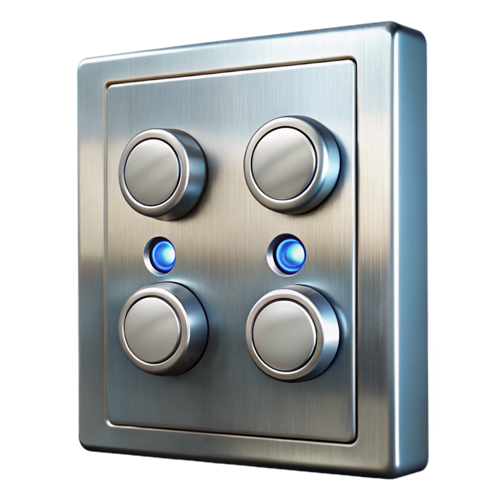 unparalleled surreal Elevator button panel, stainless steel, NO BACKGROUND with Transparent Background. luxury png