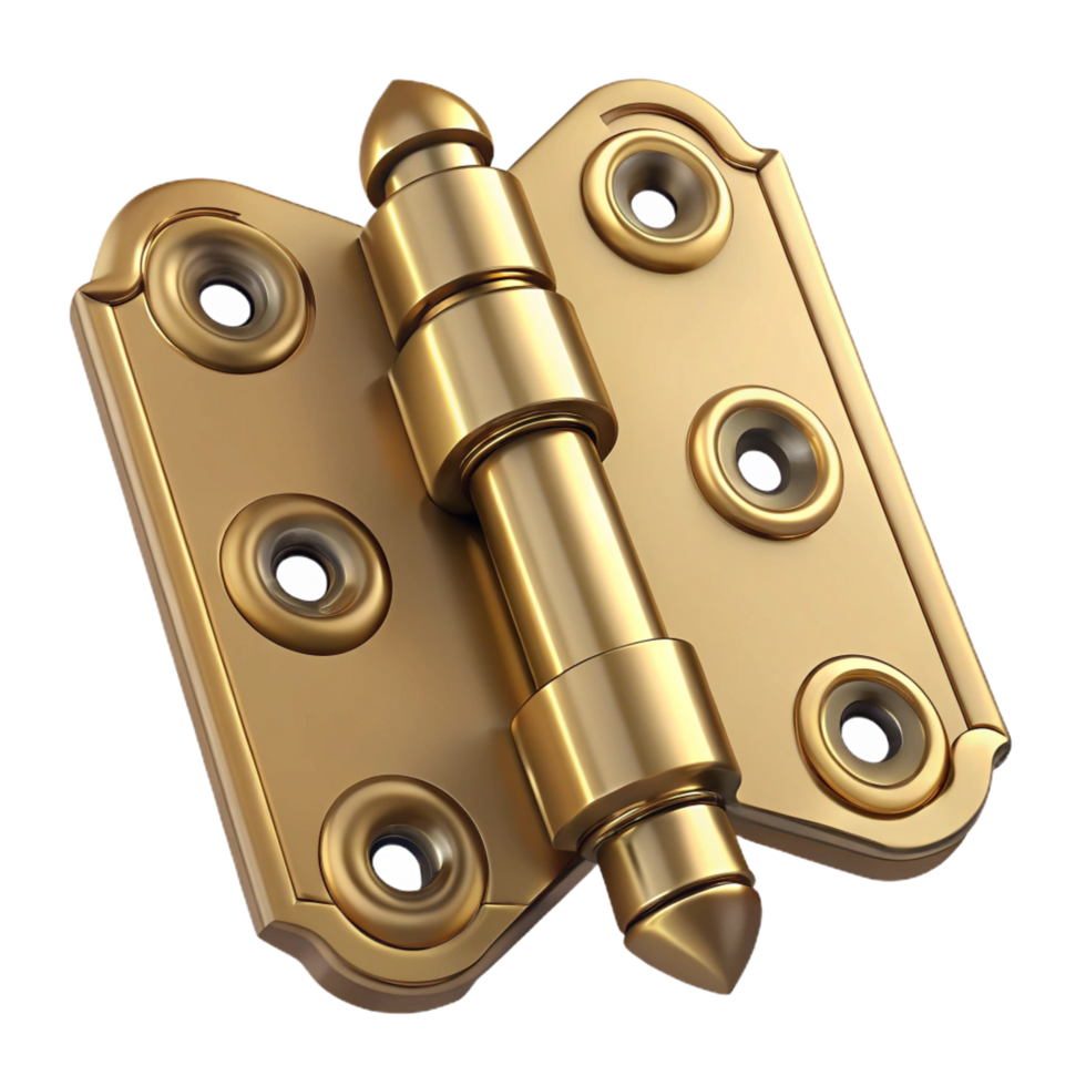 striking joyful rustic Door hinge, brass, decorative, NO BACKGROUND with Transparent Background. gallery standard png