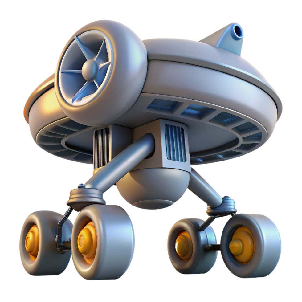 splendid romantic retro Detailed model of a spaceship landing gear NO BACKGROUND with Transparent Background. premium png