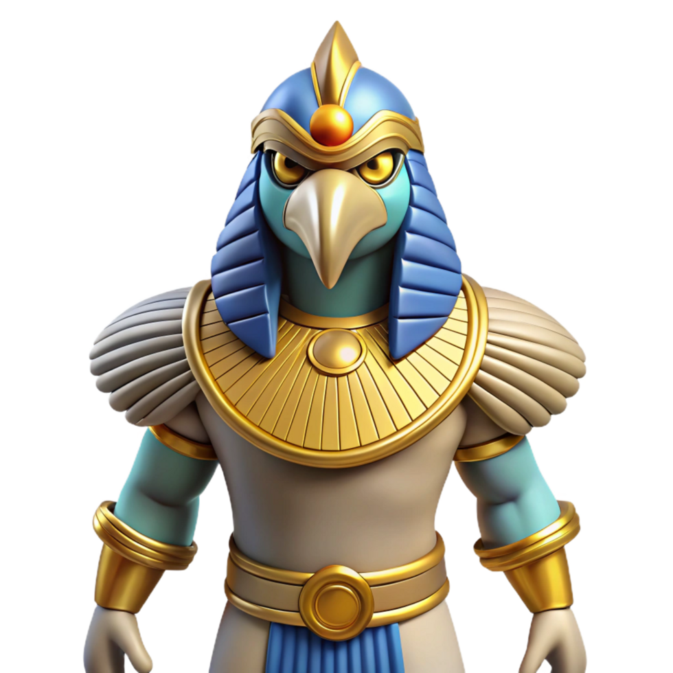mysterious fascinating Horus, Egyptian god of the sky, falcon-headed god, NO BACKGROUND with Transparent Background. masterfully captured png