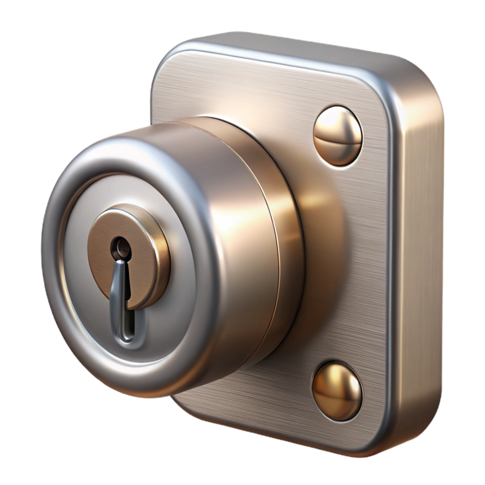 melancholic beautiful Deadbolt lock, brushed nickel, NO BACKGROUND with Transparent Background. genuine png