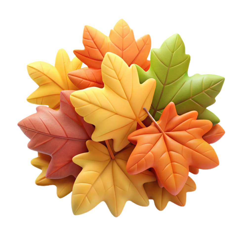 vibrant timeless Pile of colorful autumn leaves cropped close NO BACKGROUND with Transparent Background. png