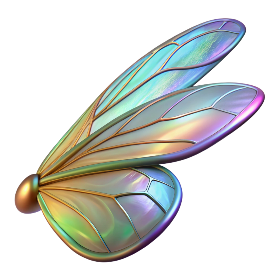 majestic vintage Alien insect wing with iridescent colors and delicate veins NO BACKGROUND with Transparent Background. professional png
