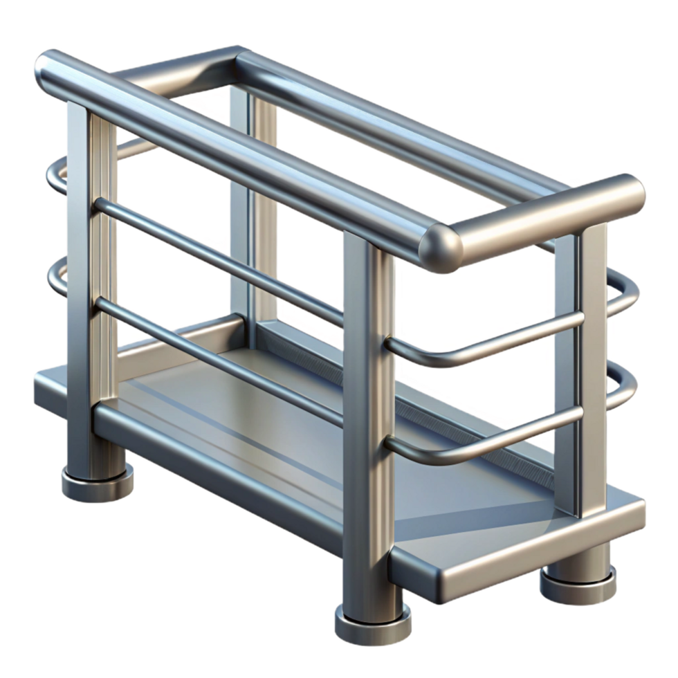 majestic joyful contemporary Metal railing, industrial design, NO BACKGROUND with Transparent Background. premium png