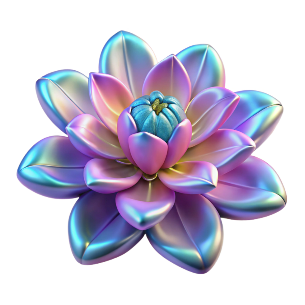 romantic elegant Alien flower with iridescent petals. NO BACKGROUND with Transparent Background. museum quality png