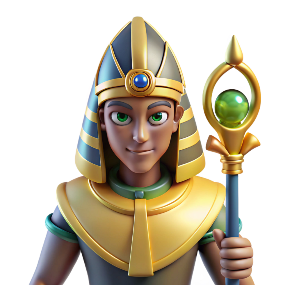 majestic passionate futuristic Osiris, Egyptian god of the underworld, NO BACKGROUND with Transparent Background. perfect clarity png
