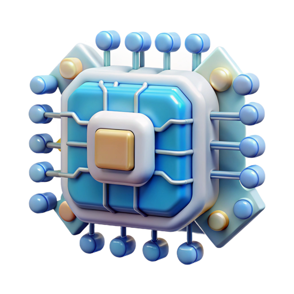 notable urban Artificial intelligence core with complex circuitry NO BACKGROUND with Transparent Background. premium png