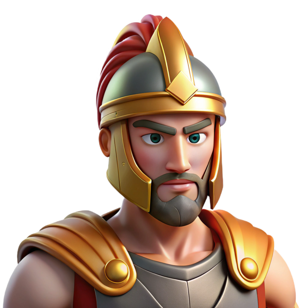 mesmerizing playful futuristic Ares, Greek god of war, wearing a helmet NO BACKGROUND with Transparent Background. genuine png