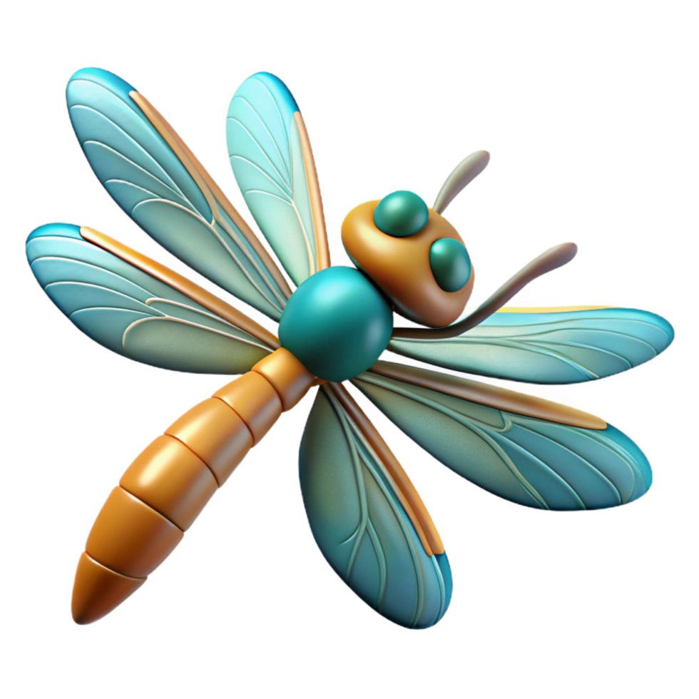 tranquil beautiful Dragonfly with wings outstretched NO BACKGROUND with Transparent Background. authentic png