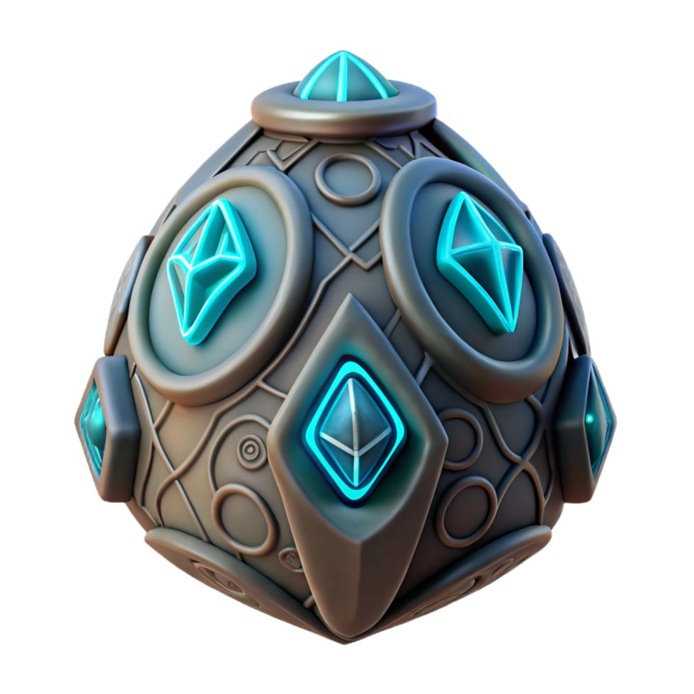 stunning notable Alien artifact, glowing runes, intricate carvings, NO BACKGROUND with Transparent Background. png