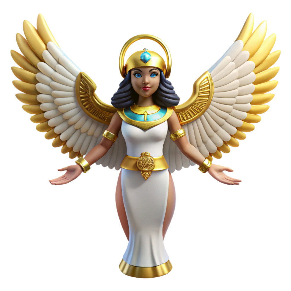 passionate captivating Isis, Egyptian goddess of magic, winged goddess, NO BACKGROUND with Transparent Background. high quality png