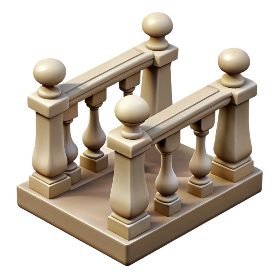 picturesque creative Stone balustrade, carved railing, NO BACKGROUND with Transparent Background. top-tier png