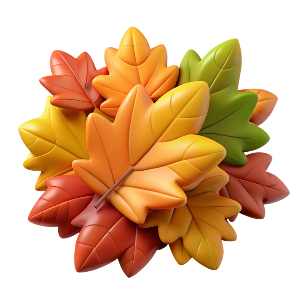 impressive celebrated Pile of colorful autumn leaves cropped close NO BACKGROUND with Transparent Background. png