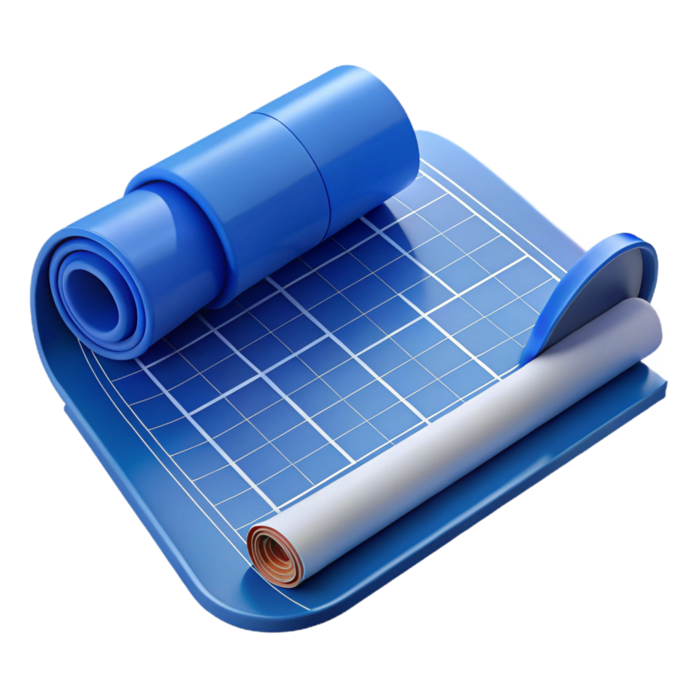 timeless urban Architect's blueprint, rolled up, NO BACKGROUND with Transparent Background. expertly shot png