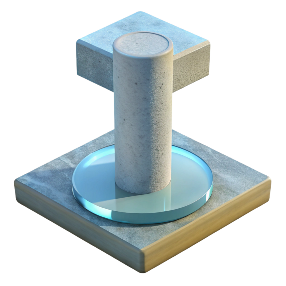 serene nostalgic futuristic Concrete pillar cross-section NO BACKGROUND with Transparent Background. professional png