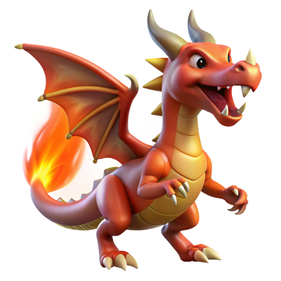 spectacular harmonious impressionist Dragon, mythical creature, fire-breathing, NO BACKGROUND with Transparent Background. premium png