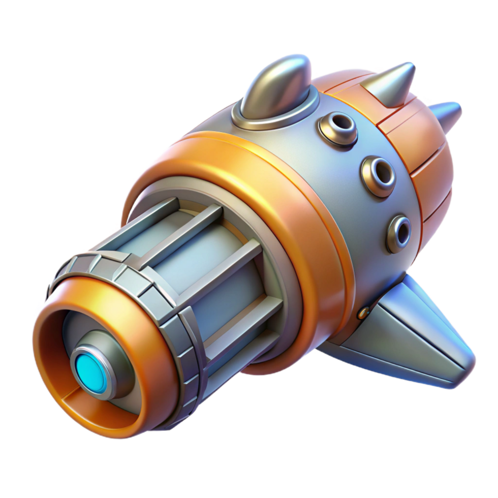 whimsical splendid Detailed model of a spaceship thruster NO BACKGROUND with Transparent Background. high resolution png
