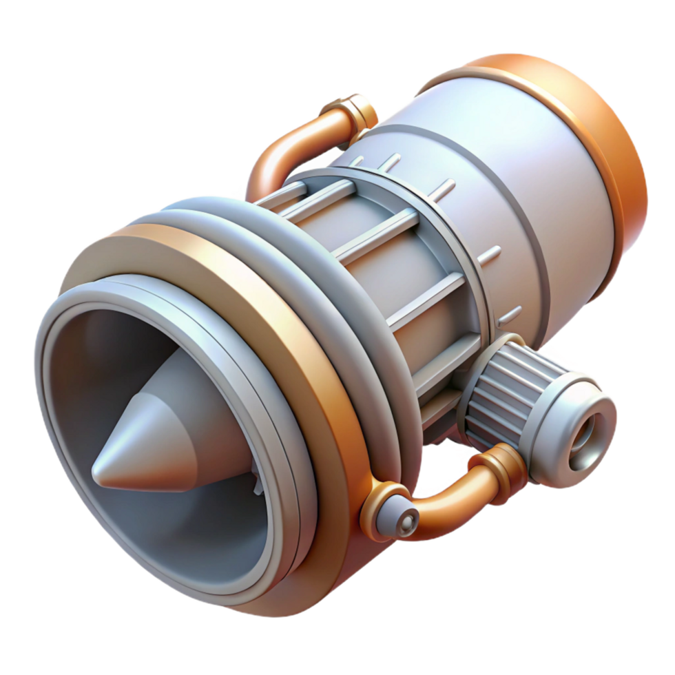 impressive nostalgic rustic Detailed model of a spacecraft engine nozzle NO BACKGROUND with Transparent Background. impeccable png