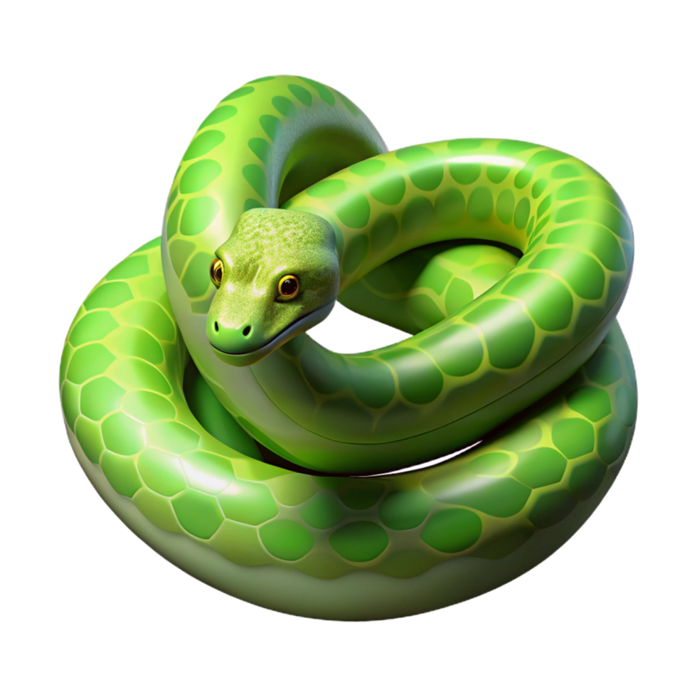 playful glorious A slithering green tree python NO BACKGROUND with Transparent Background. premium png
