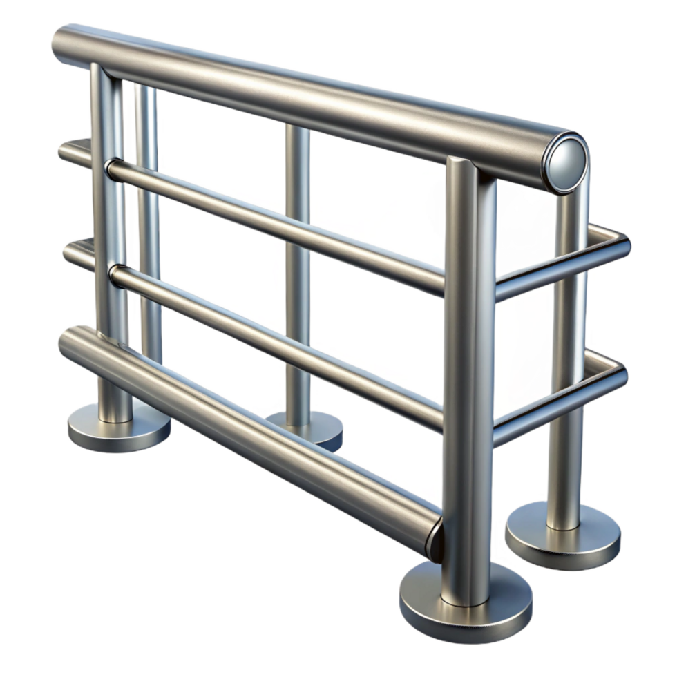 stunning peaceful mid-century Metal railing, industrial design, NO BACKGROUND with Transparent Background. 8K png