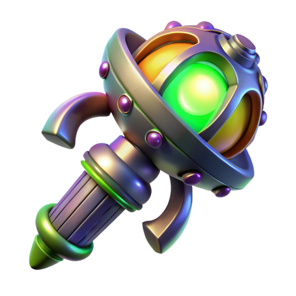 spectacular futuristic Alien weapon with organic design and glowing energy source NO BACKGROUND with Transparent Transparent Background. ultra HD png