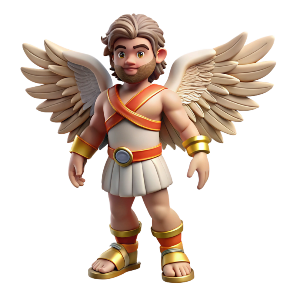 striking remarkable Hermes, Messenger God, winged sandals, NO BACKGROUND with Transparent Background. png