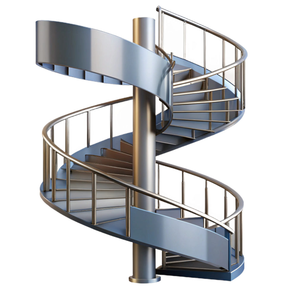 standout industrial Spiral staircase section, metal construction, NO BACKGROUND with Transparent Background. refined png