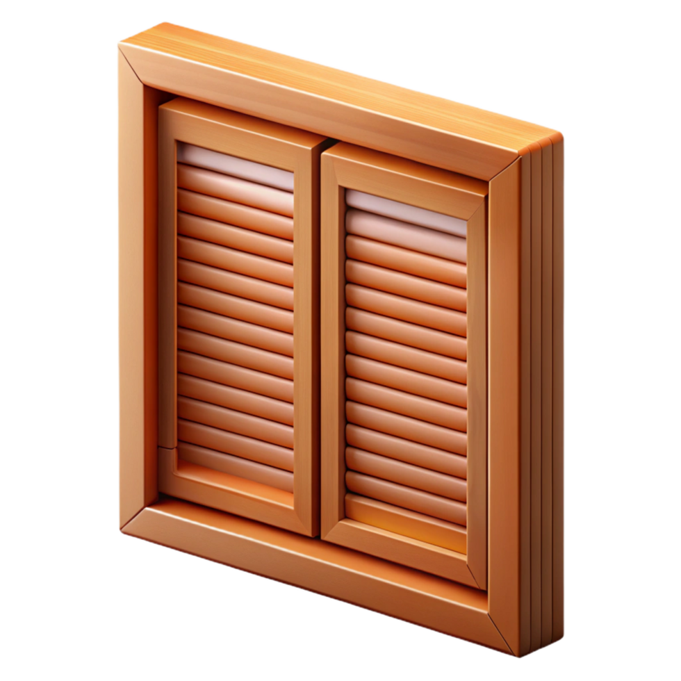 vibrant dreamy rustic Wooden window shutter, closed position, NO BACKGROUND with Transparent Background. 8K png