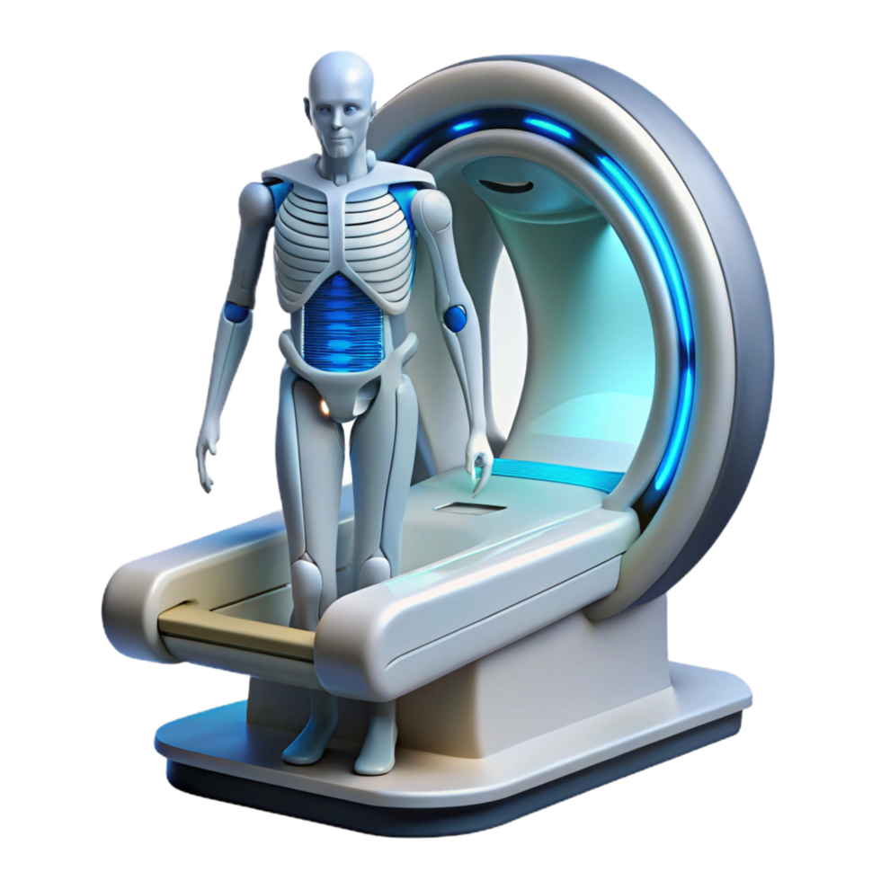 mesmerizing modern Futuristic medical scanner displaying anatomical data NO BACKGROUND with Transparent Background. perfect clarity png