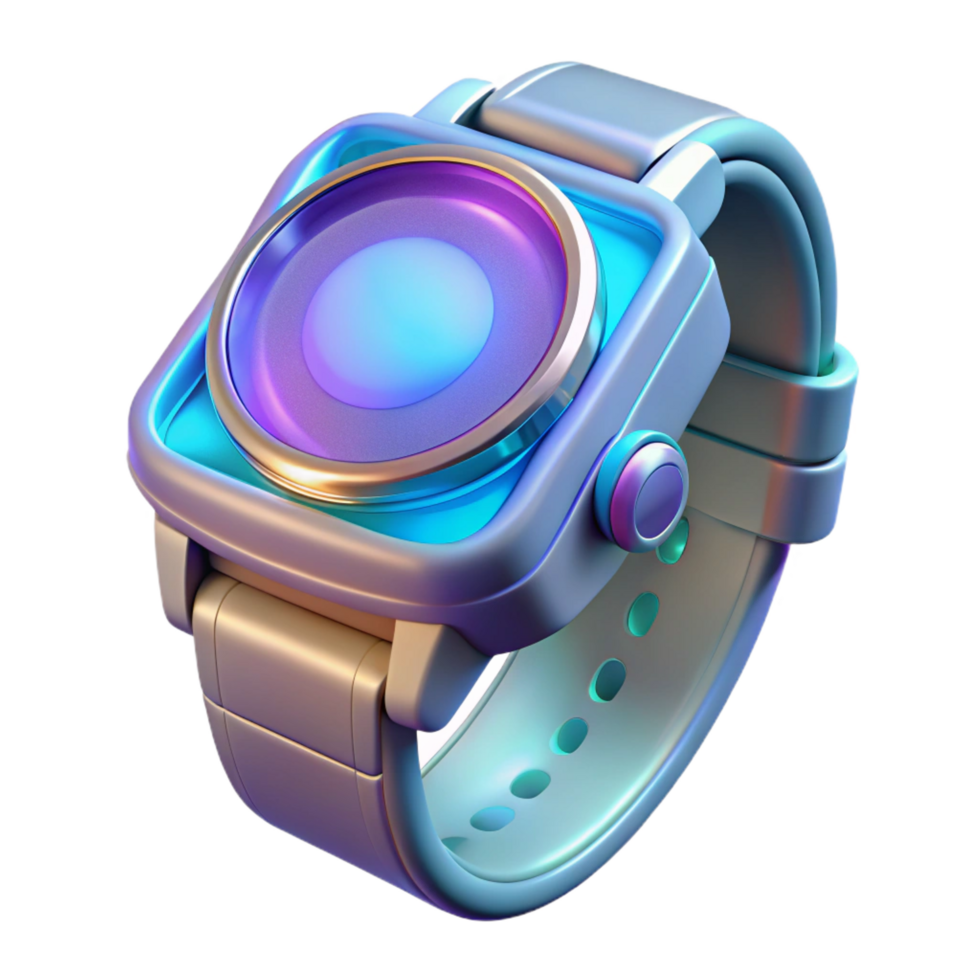 wonderful notable Futuristic watch, holographic display, sleek design, NO BACKGROUND with Transparent Background. png