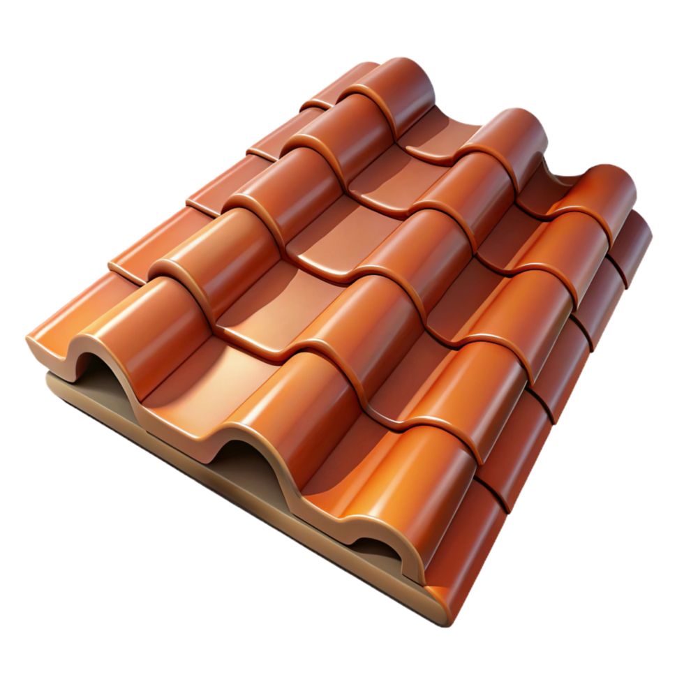 serene gothic Terracotta roof tile, weathered texture, NO BACKGROUND with Transparent Background. 4K png