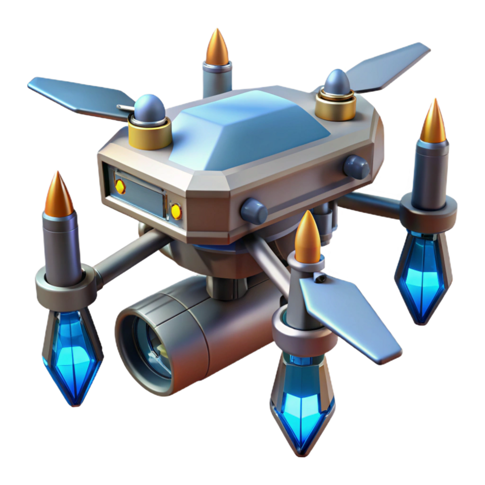 tranquil sumptuous Futuristic mining drone with laser drills NO BACKGROUND with Transparent Background. gallery standard png