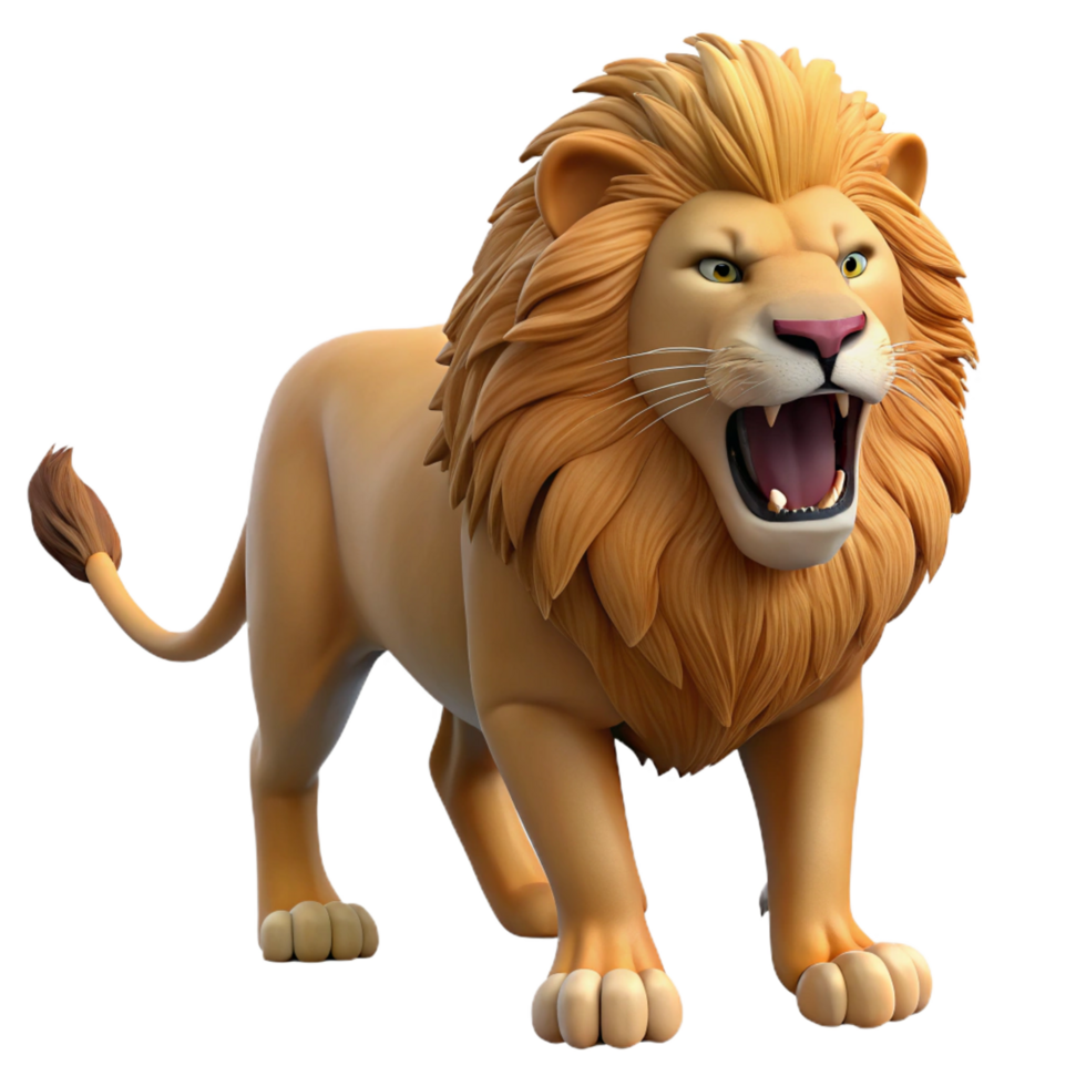 romantic radiant A roaring African lion NO BACKGROUND with Transparent Background. perfect clarity png