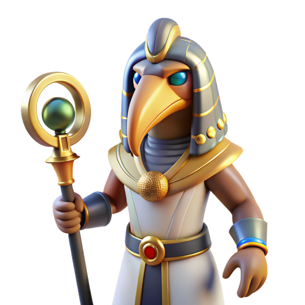 mesmerizing dramatic geometric Thoth, Egyptian god of writing, ibis-headed, NO BACKGROUND with Transparent Background. studio quality png