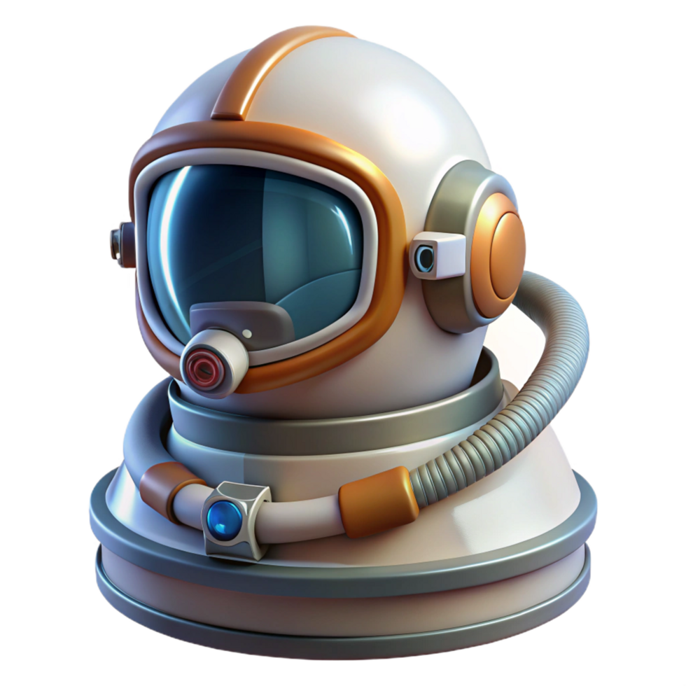 picturesque intense surreal Space suit helmet, reflective visor, oxygen tank, NO BACKGROUND with Transparent Background. studio quality png