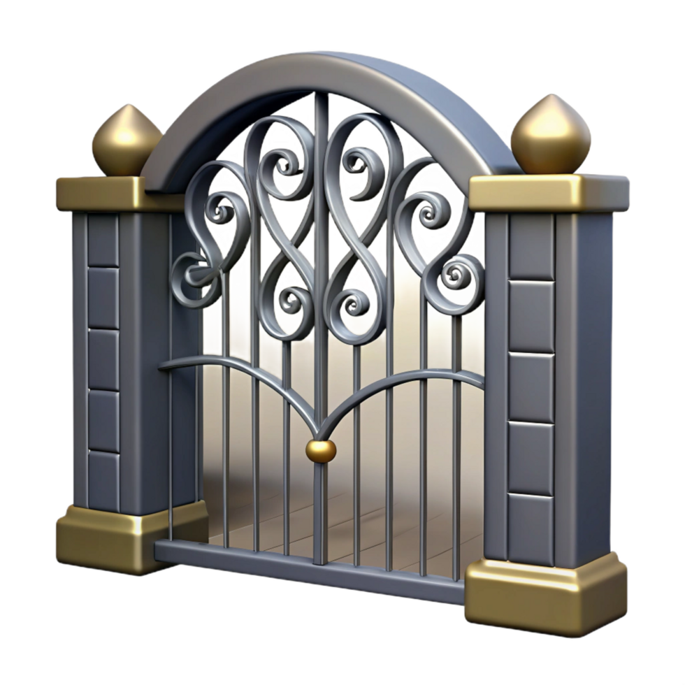 gorgeous surreal Metal gate, decorative design, NO BACKGROUND with Transparent Background. refined png