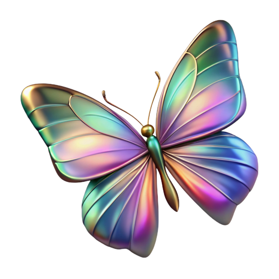 picturesque impressionist A single, delicate butterfly, iridescent wings. NO BACKGROUND with Transparent Background. elite png